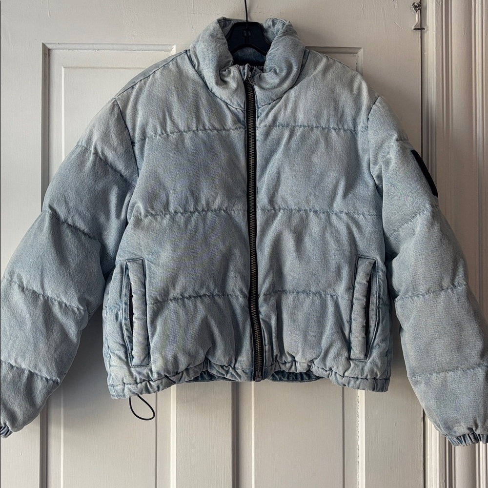 Alexander Wang Denim Puffer Jacket Sz S